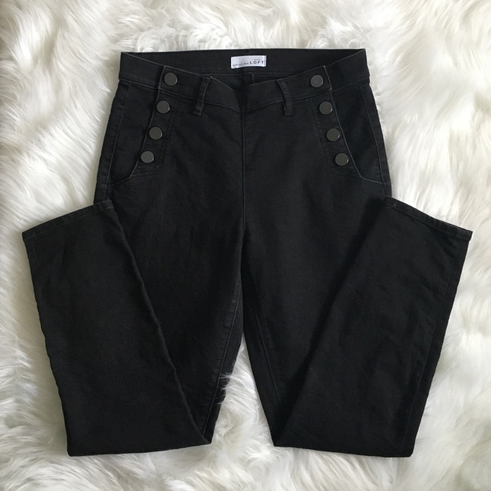 LOFT Modern Skinny Black Button Sides Jeans